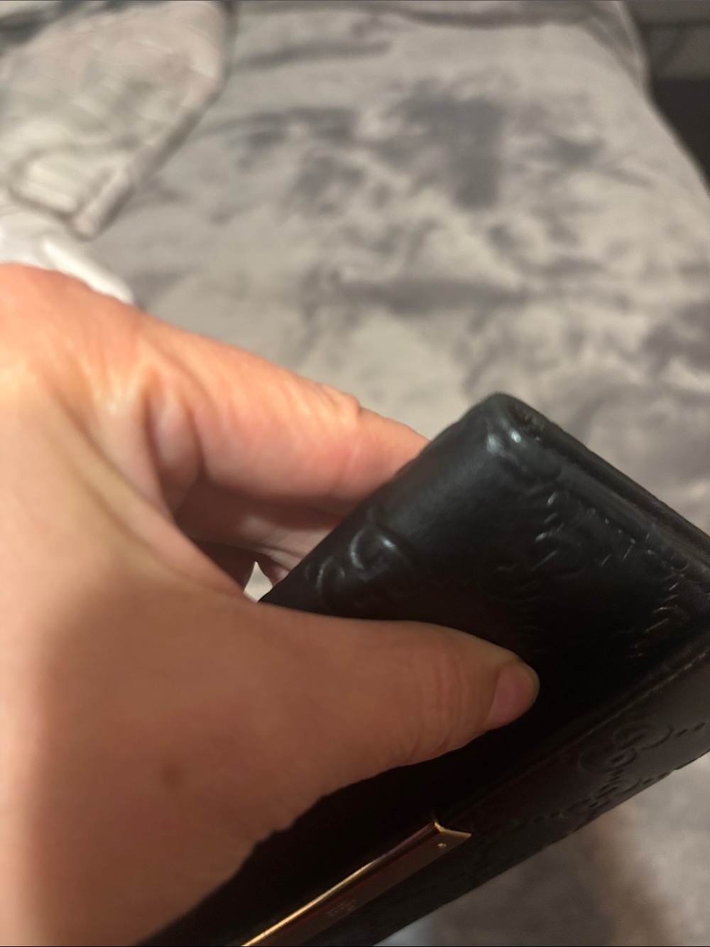 Gucci Black Embossed Leather Continental Wallet with Gold Plaque - Picture 7 of 17